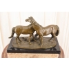 Trzy Konie - Koń - Rodzina Koni - Duża Ciężka Figura z Brązu - Sygnowana