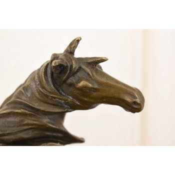 Trzy Konie - Koń - Rodzina Koni - Duża Ciężka Figura z Brązu - Sygnowana