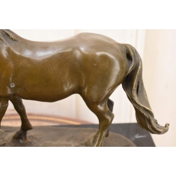 Trzy Konie - Koń - Rodzina Koni - Duża Ciężka Figura z Brązu - Sygnowana
