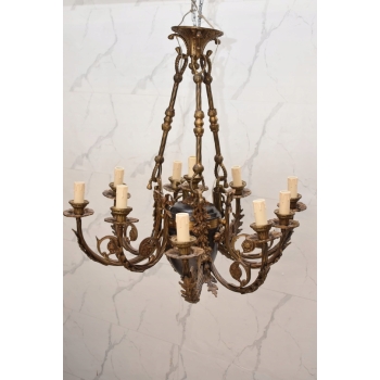 Żyrandol z Brązu Królewska Lampa Sufitowa Styl Barokowy