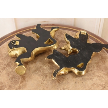 Dwa Grające Złote Anioły - Amory - Dekoracja Ścienna Do Zawieszenia Ozdoba