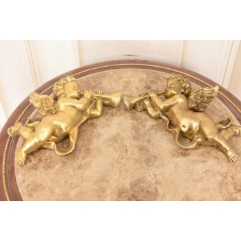 Dwa Grające Złote Anioły - Amory - Dekoracja Ścienna Do Zawieszenia Ozdoba