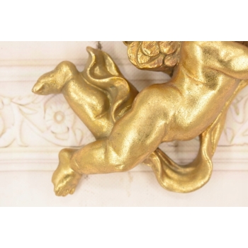 Dwa Grające Złote Anioły - Amory - Dekoracja Ścienna Do Zawieszenia Ozdoba