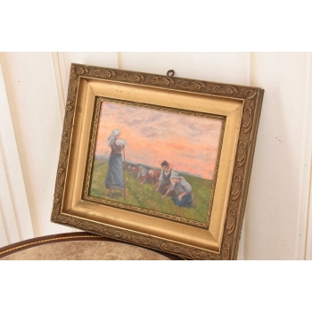 M. GIERYMSKI - Kobiety Pracujące w Polu - Pejzaż Polskiej Wsi Obraz Olejny