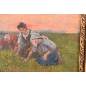M. GIERYMSKI - Kobiety Pracujące w Polu - Pejzaż Polskiej Wsi Obraz Olejny