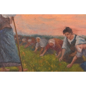 M. GIERYMSKI - Kobiety Pracujące w Polu - Pejzaż Polskiej Wsi Obraz Olejny