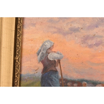 M. GIERYMSKI - Kobiety Pracujące w Polu - Pejzaż Polskiej Wsi Obraz Olejny