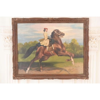 Juliusz Kossak - Arystokratka Na Koniu - Dżokejka - Polski Obraz Olejny