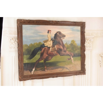 Juliusz Kossak - Arystokratka Na Koniu - Dżokejka - Polski Obraz Olejny