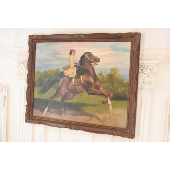 Juliusz Kossak - Arystokratka Na Koniu - Dżokejka - Polski Obraz Olejny