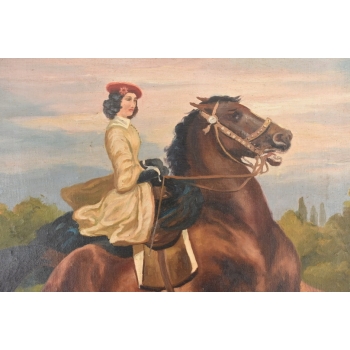 Juliusz Kossak - Arystokratka Na Koniu - Dżokejka - Polski Obraz Olejny