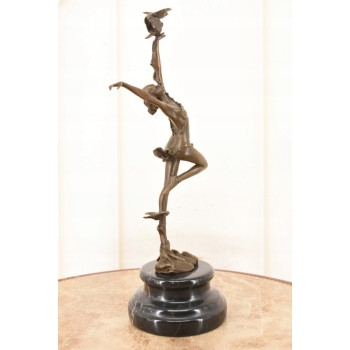 Kobieta Tancerka z Gołębiami - Figura Rzeźba z Brązu - Dekoracja Prezent