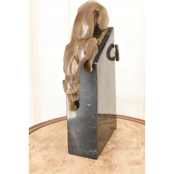 Pantera Na Skale - Figura Pantery - Rzeźba z Brązu Na Marmurowej Podstawie