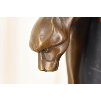 Pantera Na Skale - Figura Pantery - Rzeźba z Brązu Na Marmurowej Podstawie