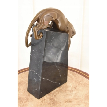 Pantera Na Skale - Figura Pantery - Rzeźba z Brązu Na Marmurowej Podstawie