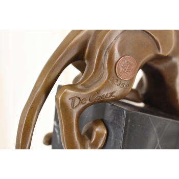 Pantera Na Skale - Figura Pantery - Rzeźba z Brązu Na Marmurowej Podstawie