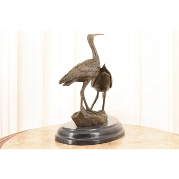 Dwie Czaple z Brązu - Figura Rzeźba Czapla - Ptak Brąz - Dekoracja