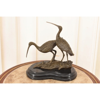 Dwie Czaple z Brązu - Figura Rzeźba Czapla - Ptak Brąz - Dekoracja