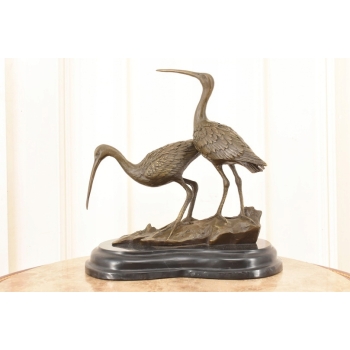 Dwie Czaple z Brązu - Figura Rzeźba Czapla - Ptak Brąz - Dekoracja