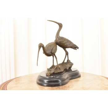 Dwie Czaple z Brązu - Figura Rzeźba Czapla - Ptak Brąz - Dekoracja