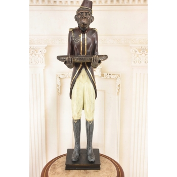 Małpa w Stroju Lokaja - Małpa Kelner z Taca - Figura Rzeźba - Ozdoba 100 cm