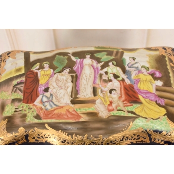 Porcelanowa Szkatuła na Skarby - Porcelana Prezent Malunki Kobiet Sygnowana