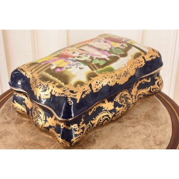 Porcelanowa Szkatuła na Skarby - Porcelana Prezent Malunki Kobiet Sygnowana