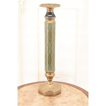 Królewski Geometryczny Świecznik z Porcelany - Prezent - Porcelana + Brąz