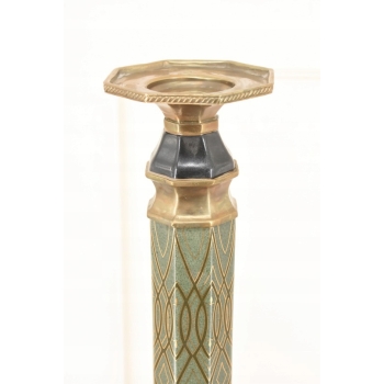 Królewski Geometryczny Świecznik z Porcelany - Prezent - Porcelana + Brąz