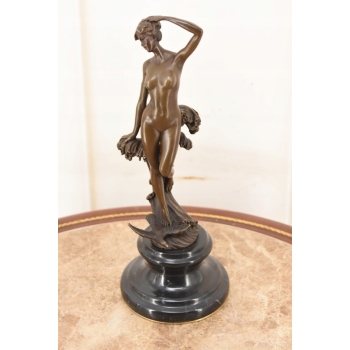 Zmysłowa Naga Kobieta Na Fali - Figura Rzeźba z Brązu - Dekoracja