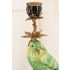 Dwa Porcelanowe Świeczniki Papugi Zielone - Porcelana + Brąz - Świecznik