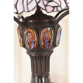 Lampa Witrażowa - Styl Tiffany Glass - Witraż - Motyw Róż - Ozdoba