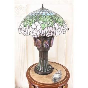 Lampa Witrażowa - Styl Tiffany Glass - Witraż - Motyw Róż - Ozdoba