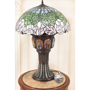 Lampa Witrażowa - Styl Tiffany Glass - Witraż - Motyw Róż - Ozdoba