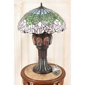 Lampa Witrażowa - Styl Tiffany Glass - Witraż - Motyw Róż - Ozdoba