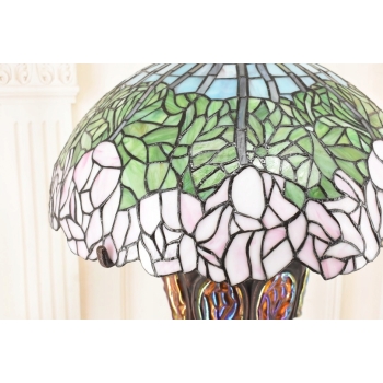 Lampa Witrażowa - Styl Tiffany Glass - Witraż - Motyw Róż - Ozdoba