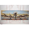 Metalowy Obraz 3D - Trójwymiarowy Lecący Samolot - Ozdoba Metal 60 x 180 cm
