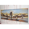 Metalowy Obraz 3D - Trójwymiarowy Lecący Samolot - Ozdoba Metal 60 x 180 cm