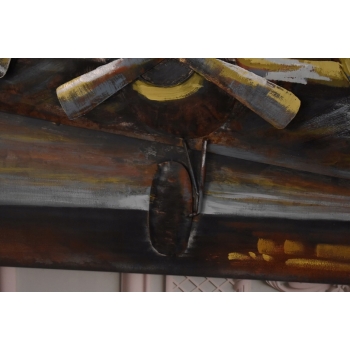 Metalowy Obraz 3D - Trójwymiarowy Lecący Samolot - Ozdoba Metal 60 x 180 cm