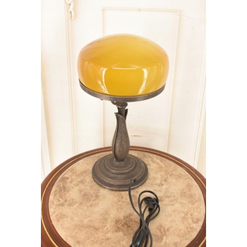 Lampa Gabinetowa Koniakowa - Bankierka mosiężna mosiądz 40cm - Pomarańczowa