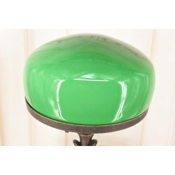 Lampa Gabinetowa Koniakowa - Bankierka mosiężna mosiądz 40cm - Zielona