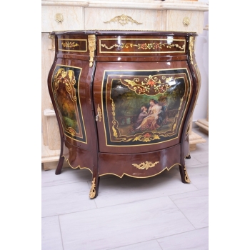 Pałacowa Drewniana Komoda z Malunkami - Szafa - Arystokracja - Złote Okucia