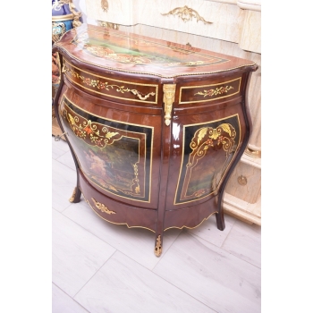 Pałacowa Drewniana Komoda z Malunkami - Szafa - Arystokracja - Złote Okucia