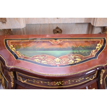 Pałacowa Drewniana Komoda z Malunkami - Szafa - Arystokracja - Złote Okucia