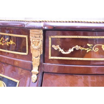 Pałacowa Drewniana Komoda z Malunkami - Szafa - Arystokracja - Złote Okucia