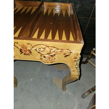 Drewniany Stolik Szachowy - Stół Styl Art Deco - Drewno - Uszkodzony