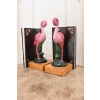 Podpórka Pod Książki Dwa Flamingi - Różowy Flaming - Figura Rzeźba z Brązu