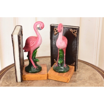 Podpórka Pod Książki Dwa Flamingi - Różowy Flaming - Figura Rzeźba z Brązu