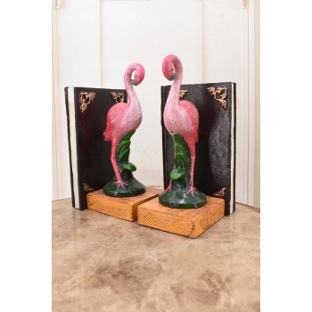 Podpórka Pod Książki Dwa Flamingi - Różowy Flaming - Figura Rzeźba z Brązu