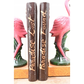 Podpórka Pod Książki Dwa Flamingi - Różowy Flaming - Figura Rzeźba z Brązu